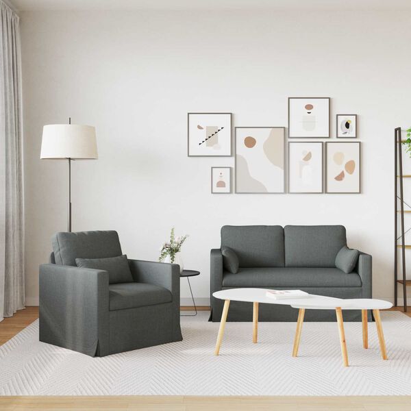 vidaXL Set pohovek 2 pcs Tmavě &scaron;ed&aacute; 139 x 78 x 80 cm textil