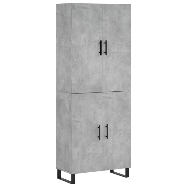 vidaXL Skř&iacute;ň highboard betonově &scaron;ed&aacute; 69,5x34x180 cm kompozitn&iacute; dřevo