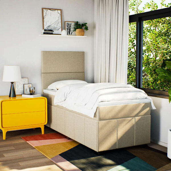 vidaXL Box spring postel s matrac&iacute; kr&eacute;mov&aacute; 80 x 200 cm textil