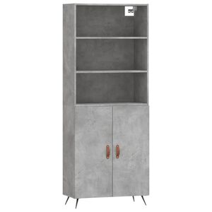 vidaXL Skř&iacute;ň highboard betonově &scaron;ed&aacute; 69,5x34x180 cm kompozitn&iacute; dřevo
