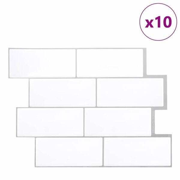 vidaXL Dekorativní samolepky 10 pcs Bílá šedá 29,4 x 21,4 x 0,8 cm