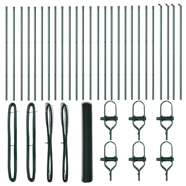 vidaXL Plotov&yacute; sloupek. Zelen&aacute; 50 x 1,2 m (s&iacute;ťka 13 mm) Ocel a PVC