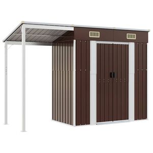 vidaXL Zahradn&iacute; kůlna s prodlouženou střechou hněd&aacute; 277x107x181 cm