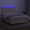 vidaXL Box spring postel s matrac&iacute; a LED kr&eacute;mov&aacute; 140x200 cm textil