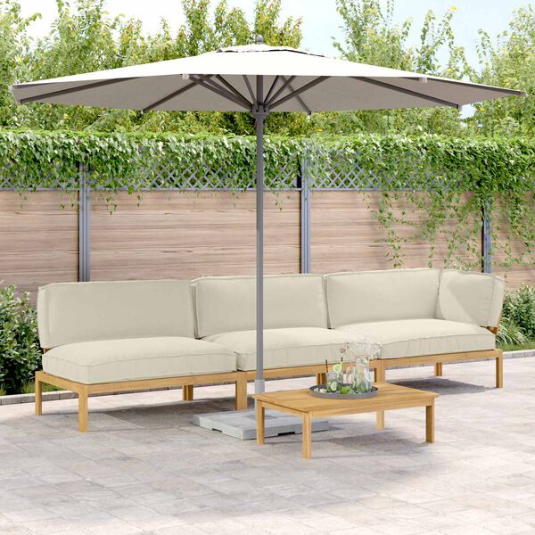 vidaXL Set pohovek s pol&scaron;t&aacute;řem 4 pcs Kr&eacute;mov&aacute; Masivn&iacute; ak&aacute;tov&eacute; dřevo