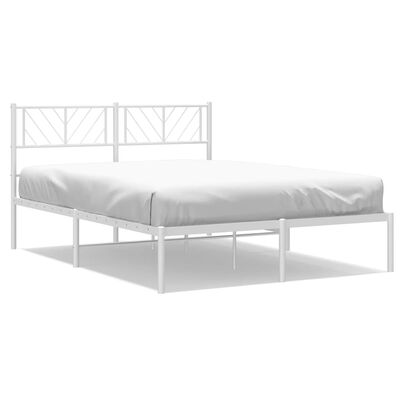 vidaXL Kovový rám postele s čelem bílý 120 x 190 cm