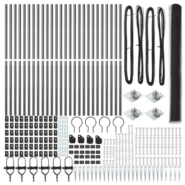 vidaXL Plotov&yacute; sloupek. &Scaron;ed&aacute; 50 x 1,5 m (25 mm s&iacute;ť) Ocel a PVC