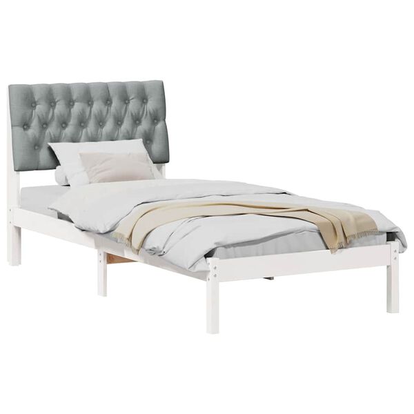 vidaXL R&aacute;m postele s čalouněn&yacute;m čelem s čelo B&iacute;l&aacute; 90 x 190 cm