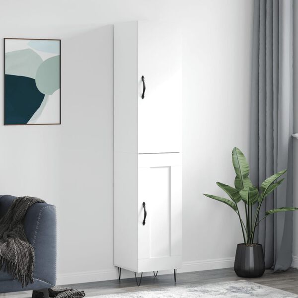 vidaXL Skř&iacute;ň highboard b&iacute;l&aacute; 34,5 x 34 x 180 cm kompozitn&iacute; dřevo
