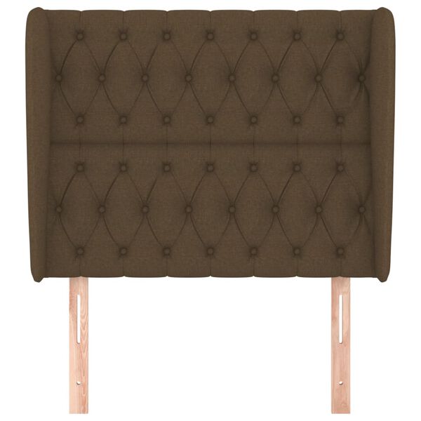 vidaXL Čelo postele typu u&scaron;&aacute;k tmavě hněd&eacute; 93x23x118/128 cm textil