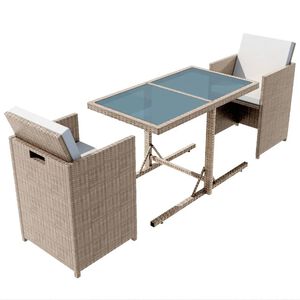 vidaXL 3d&iacute;ln&yacute; bistro set s podu&scaron;kami polyratan b&eacute;žov&yacute;
