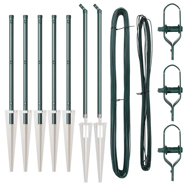 vidaXL Plotov&yacute; sloupek. 7 pcs Zelen&aacute; Ocel