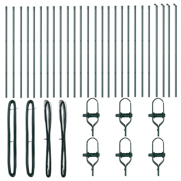 vidaXL Plotový sloupek. Jiný 26 pcs Zelená 3,2 x 3,2 x 210 cm Ocel