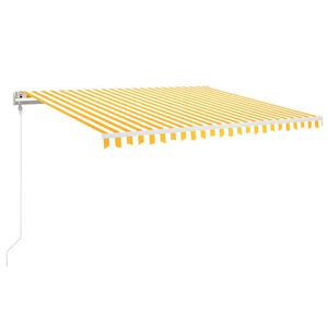 vidaXL Automatick&aacute; mark&yacute;za LED a senzor větru 400x350 cm žlutob&iacute;l&aacute;