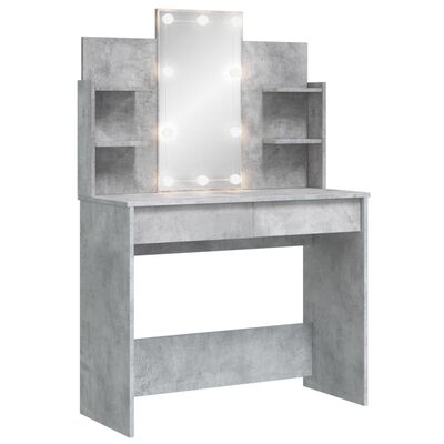 vidaXL Toaletní stolek s LED osvětlením betonově šedý 96 x 40 x 142 cm