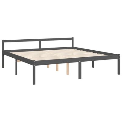 vidaXL Rám postele s čelem šedý 200 x 200 cm masivní dřevo