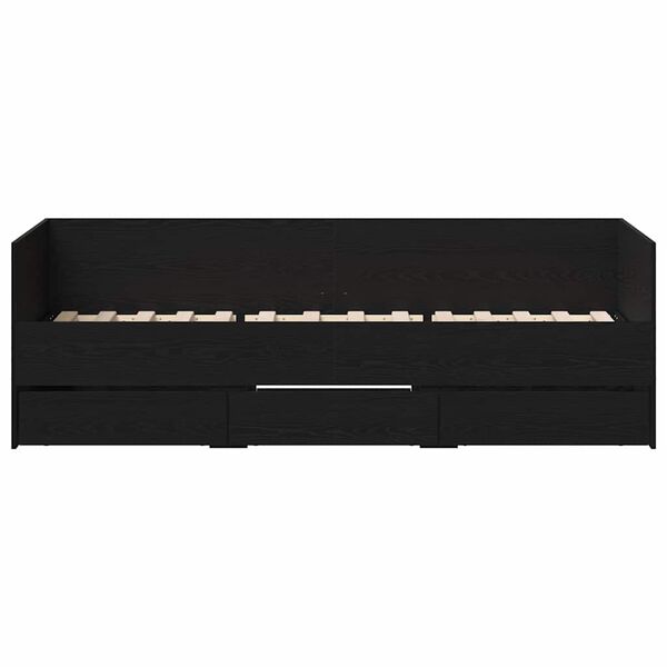 vidaXL R&aacute;m denn&iacute; postele se z&aacute;suvkami s čelo Čern&yacute; dub 90 x 190 cm