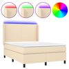 vidaXL Box spring postel s matrac&iacute; a LED kr&eacute;mov&aacute; 140x190 cm textil