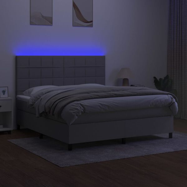 vidaXL Box spring postel s matrac&iacute; a LED světle &scaron;ed&aacute; 160x200 cm textil