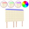 vidaXL Čelo postele s LED kr&eacute;mov&eacute; 144x5x118/128 cm uměl&aacute; kůže