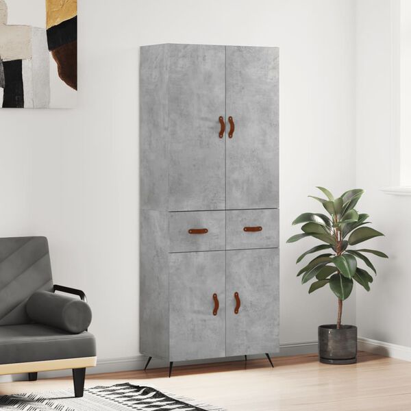 vidaXL Skř&iacute;ň highboard betonově &scaron;ed&aacute; 69,5x34x180 cm kompozitn&iacute; dřevo