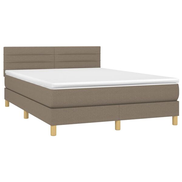 vidaXL Box spring postel s matrac&iacute; a LED taupe 140x190 cm textil