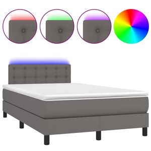 vidaXL Box spring postel s matrac&iacute; a LED &scaron;ed&aacute; 120x200 cm uměl&aacute; kůže