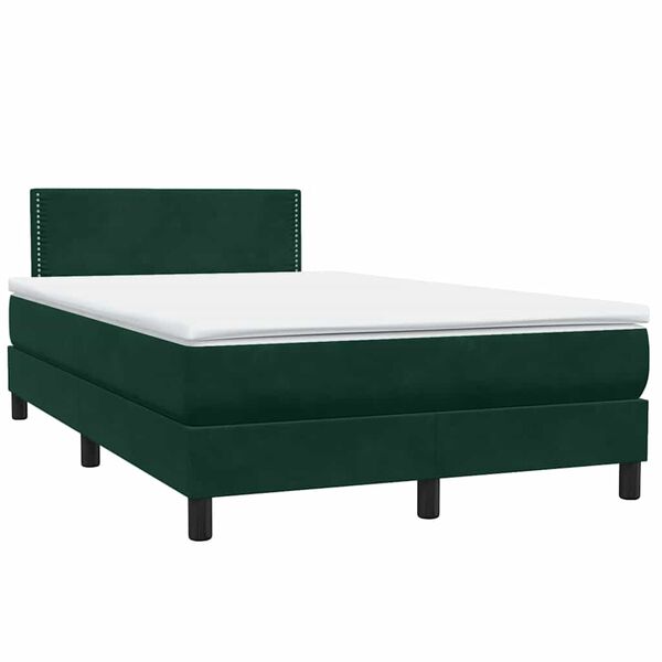 vidaXL Box spring postel s matrac&iacute; tmavě zelen&aacute; 120x210 cm samet