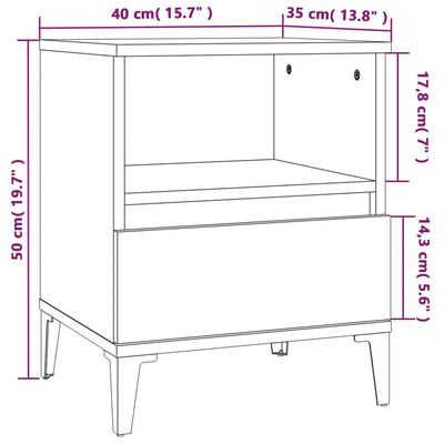 vidaXL Noční stolek šedá sonoma 40 x 35 x 50 cm