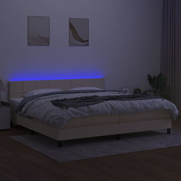 vidaXL Box spring postel s matrac&iacute; a LED kr&eacute;mov&aacute; 200x200 cm textil