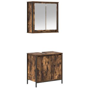 vidaXL 2d&iacute;ln&yacute; set koupelnov&eacute;ho n&aacute;bytku kouřov&yacute; dub kompozitn&iacute; dřevo