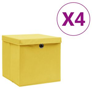 vidaXL &Uacute;ložn&eacute; boxy s v&iacute;ky 4 ks 28 x 28 x 28 cm žlut&eacute;