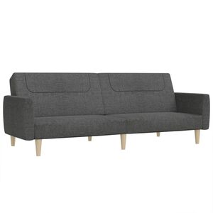 vidaXL 2m&iacute;stn&aacute; rozkl&aacute;dac&iacute; pohovka tmavě &scaron;ed&aacute; textil