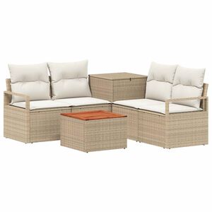 vidaXL Set pohovek 6 ks Beige a kr&eacute;mov&aacute; b&iacute;l&aacute; Poly ratan a ocel