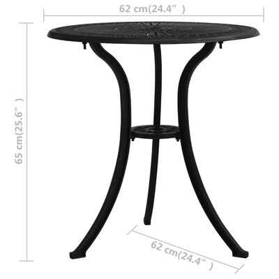 vidaXL Zahradní stůl černý 62 x 62 x 65 cm litý hliník