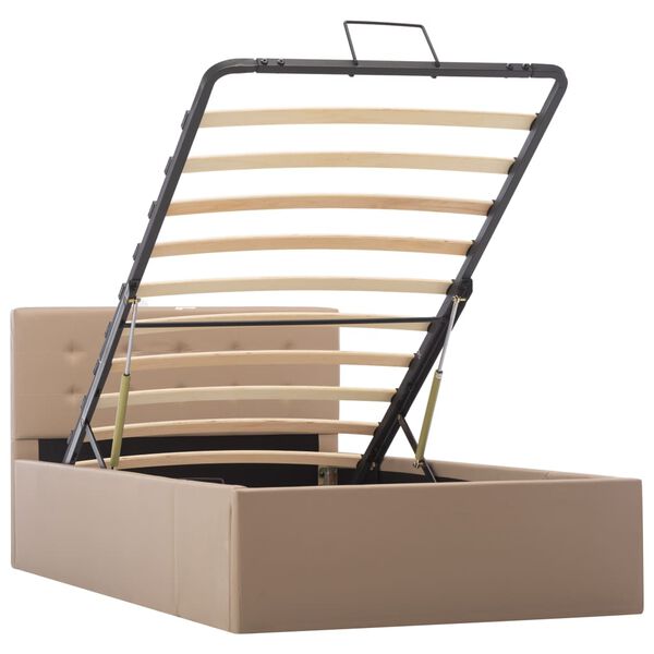 vidaXL Rám postele zvedací úložiště cappuccino umělá kůže 90 x 200 cm