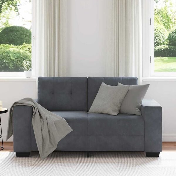 vidaXL Loveseat Sofa Tmavě &scaron;ed&aacute; 160x77x82 cm samet