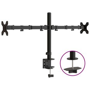 vidaXL Drž&aacute;k na dva monitory čern&yacute; ocel VESA 75/100 mm