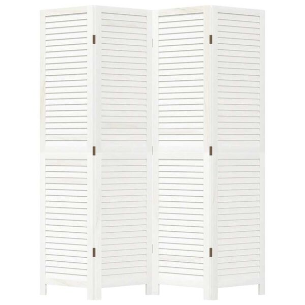 vidaXL Parav&aacute;n 4d&iacute;ln&yacute; b&iacute;l&yacute; masivn&iacute; dřevo pavlovnie