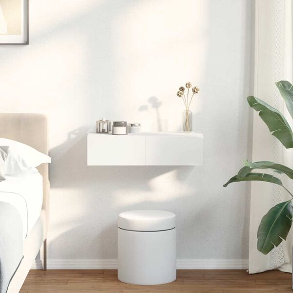 vidaXL N&aacute;stěnn&aacute; police se z&aacute;suvkami b&iacute;l&aacute; 60x26,5x15 cm kompozit