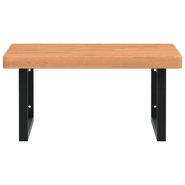 vidaXL Deska pod umyvadlo nástěnná ocel a masivní bukové dřevo