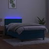 vidaXL Box spring postel s matrac&iacute; a LED tmavě modr&aacute; 90x200 cm samet