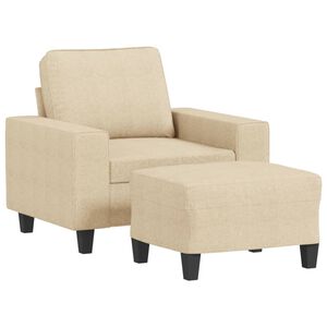 vidaXL Křeslo s podnožkou kr&eacute;mov&eacute; 60 cm textil