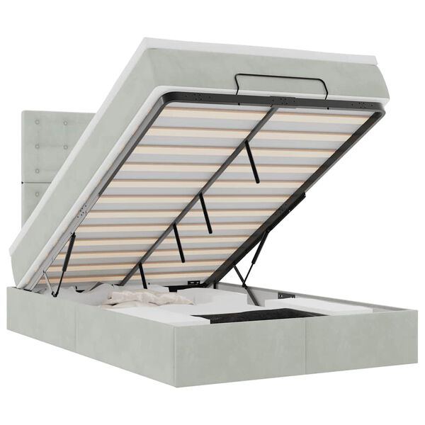 vidaXL Osmansk&yacute; r&aacute;m postele s matracemi světle &scaron;ed&aacute; 120x190 cm samet