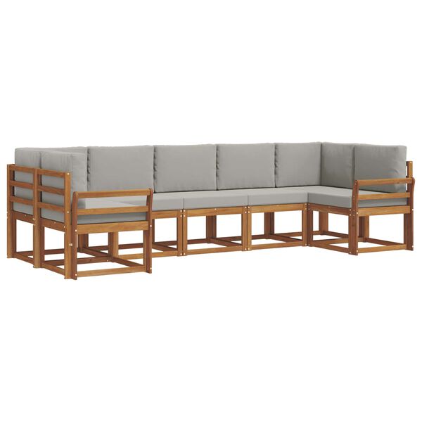 vidaXL Venkovn&iacute; pohovkov&aacute; souprava 7 pcs Př&iacute;rodn&iacute; a světle &scaron;ed&aacute;