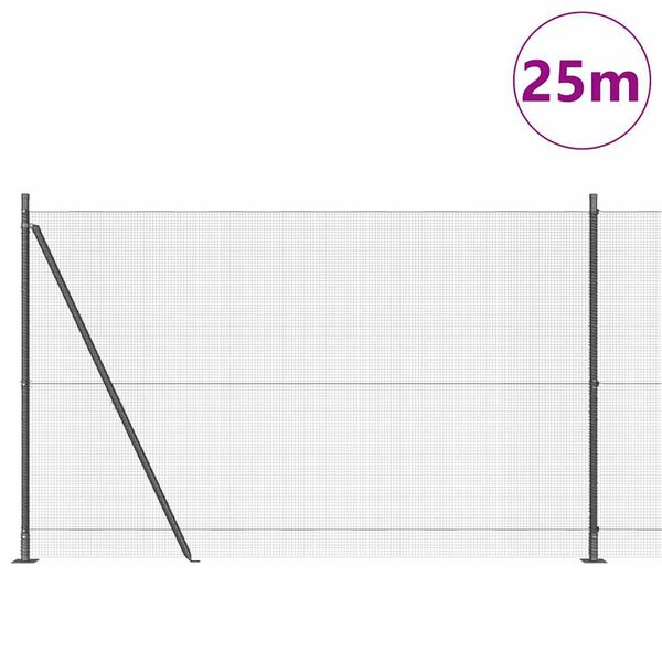 vidaXL Plotov&yacute; sloupek. &Scaron;ed&aacute; 25 x 1,4 m (12 x 12 mm s&iacute;ťka) Ocel a PVC