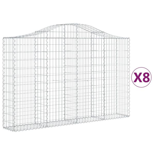vidaXL Klenut&eacute; gabionov&eacute; ko&scaron;e 8 ks 200x30x120/140cm pozinkovan&eacute; železo