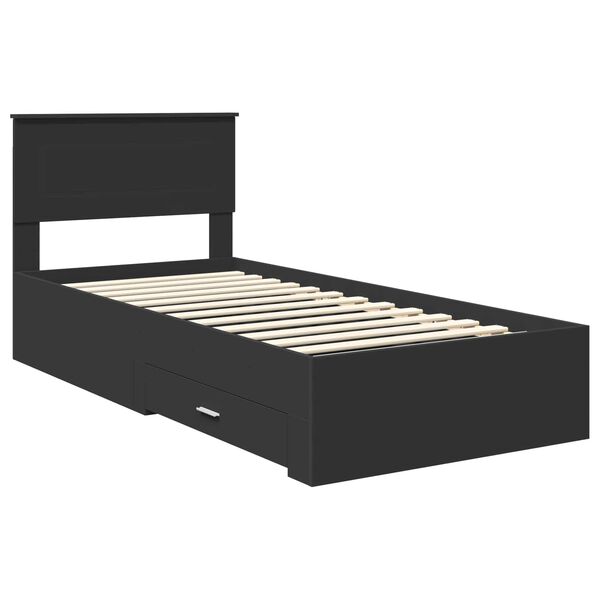 vidaXL R&aacute;m postele Čern&aacute; a stř&iacute;brn&aacute; 75 x 190 cm kompozitn&iacute; dřevo