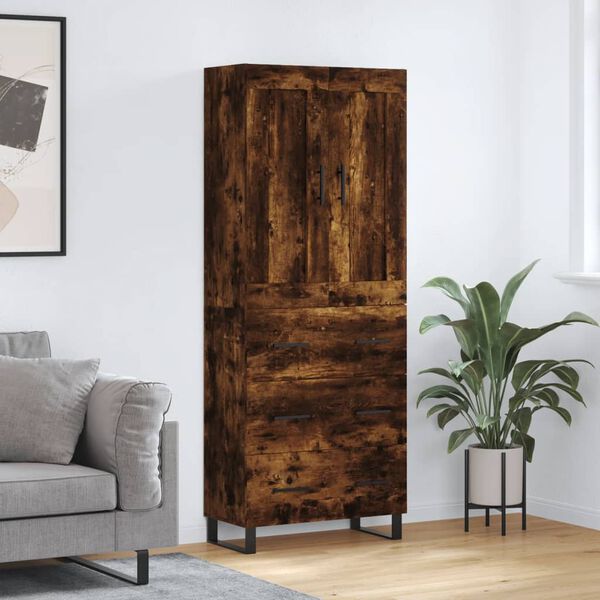 vidaXL Skř&iacute;ň highboard kouřov&yacute; dub 69,5 x 34 x 180 cm kompozitn&iacute; dřevo