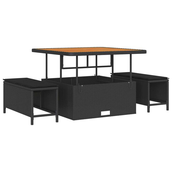 vidaXL Sada zahradn&iacute;ch pohovek s pol&scaron;t&aacute;řem s &uacute;loži&scaron;těm 13 pcs Čern&aacute;